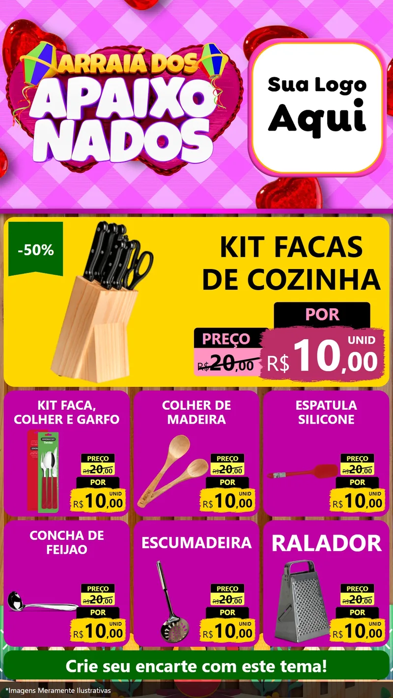 Modelo de Rede Social para Stories com o tema Arraiá dos Apaixonados para Utilidades Domésticas