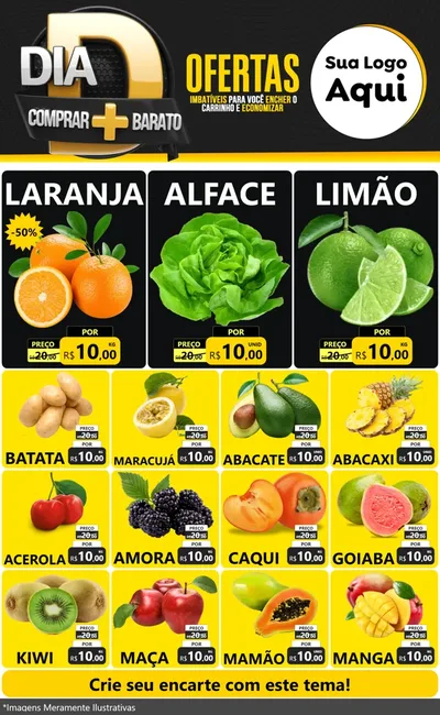 Modelo de Encarte para Encarte Grande com o tema Dia D Mais Economia para Hortifrúti