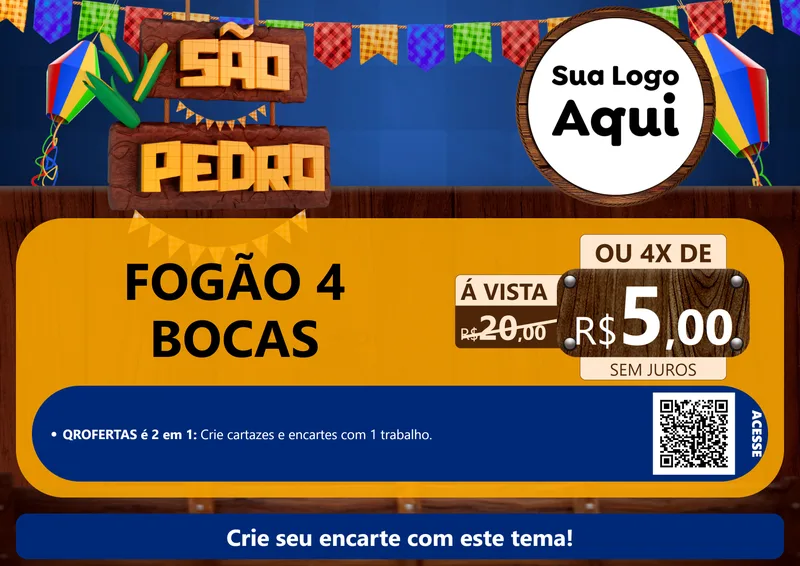 Modelo de Cartaz para Cartaz A4 Horizontal com o tema São Pedro para Móveis e Eletro