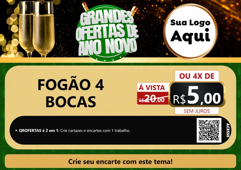 Modelo de Cartaz para Cartaz A4 Horizontal com o tema Grandes Ofertas de Ano Novo para Móveis e Eletro