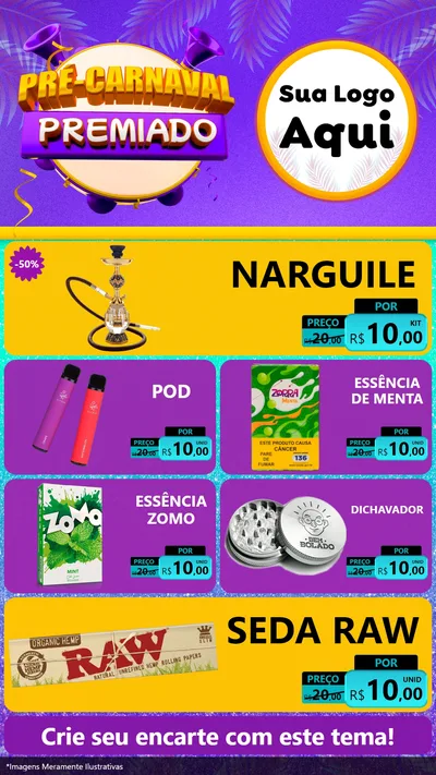 Modelo de TV para TV Vertical com o tema Pré-Carnaval Premiado para Tabacaria