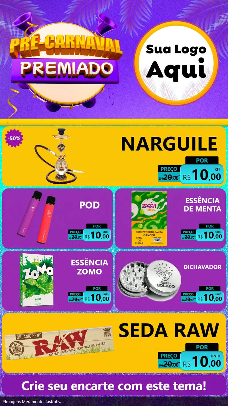 Modelo de TV para TV Vertical com o tema Pré-Carnaval Premiado para Tabacaria