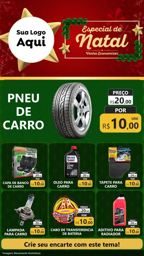 Modelo de Rede Social para Stories com o tema Especial de Natal para Auto peças