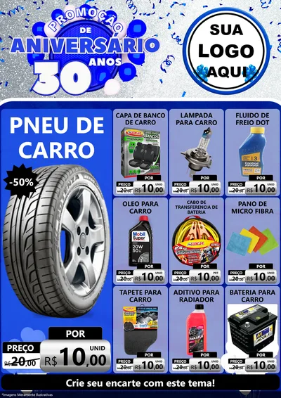 Modelo de Encarte para Encarte A4 Vertical com o tema Promoção de Aniversário - 30 Anos para Auto peças