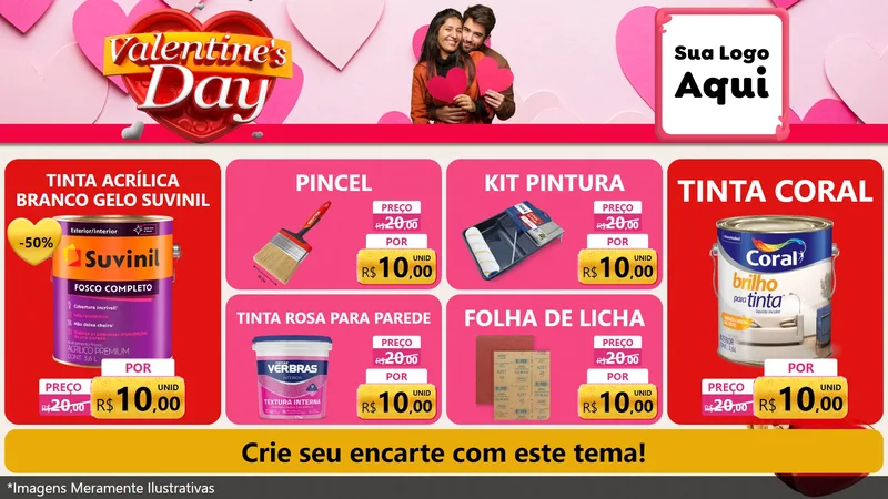 Modelo de TV para TV Horizontal com o tema Valentine's Day para Tintas e Ferramentas