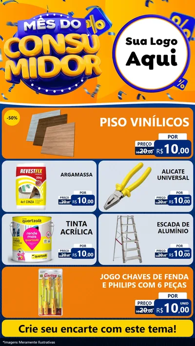 Modelo de TV para TV Vertical com o tema Mês do Consumidor para Material para Construção