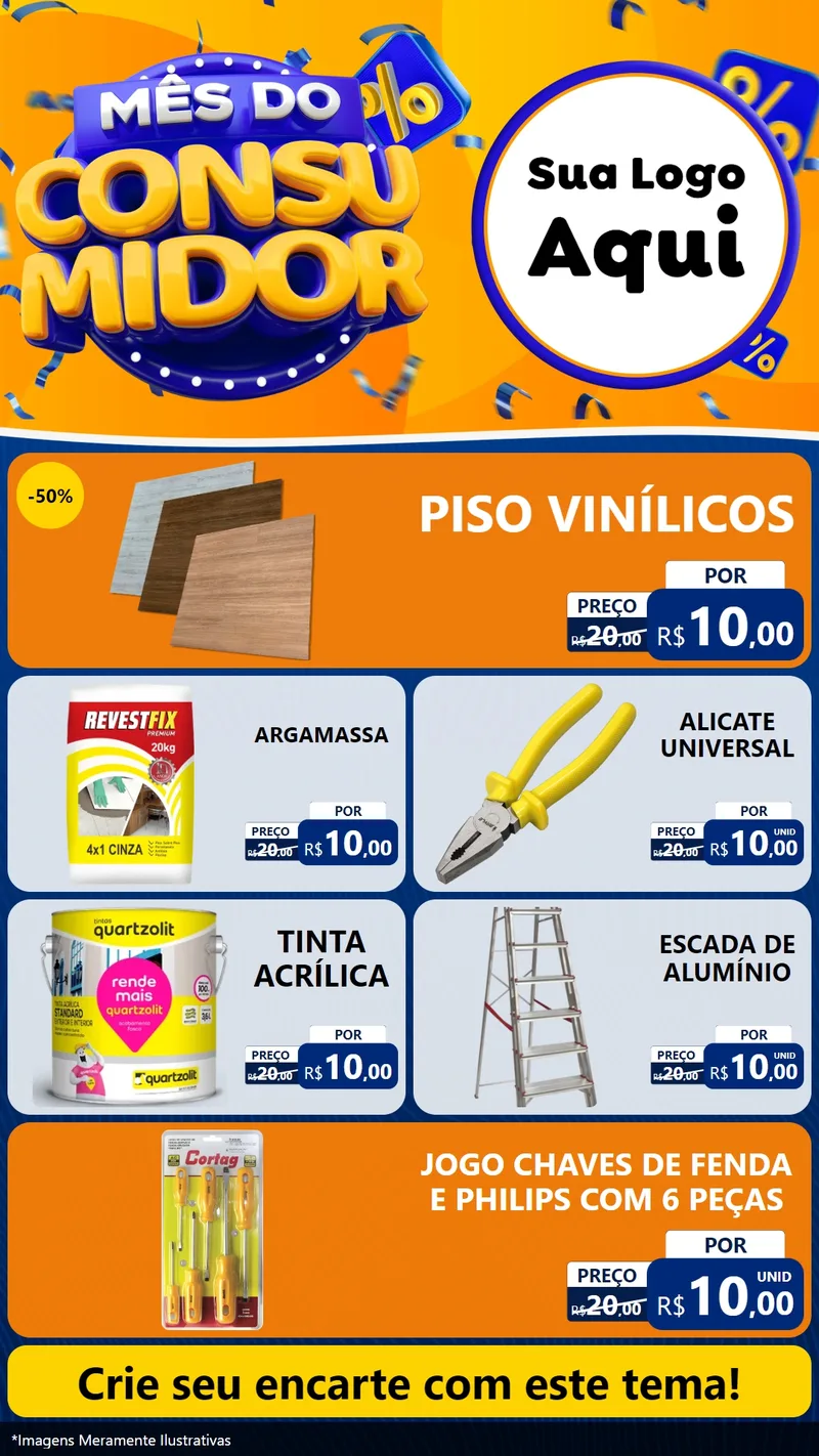 Modelo de TV para TV Vertical com o tema Mês do Consumidor para Material para Construção