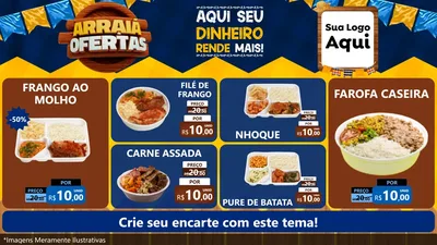 Modelo de TV para TV Horizontal com o tema Arraiá de Ofertas - Junina para Restaurante