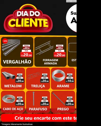 Modelo de Rede Social para Feed Instagram com o tema Dia do Cliente para Ferragens
