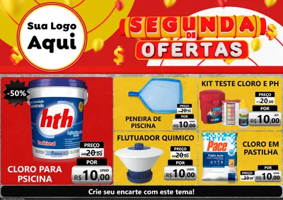 Modelo de Encarte para Encarte A4 Horizontal com o tema Segunda de Ofertas para Produtos para Piscina