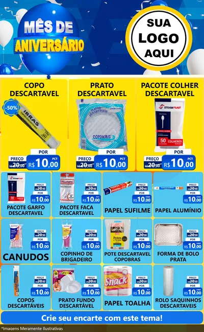 Modelo de Encarte para Encarte Grande com o tema Mês de Aniversário para Embalagens