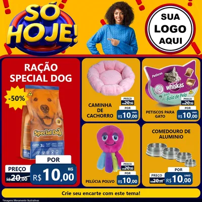 Modelo de Rede Social para Feed Facebook com o tema Só Hoje! para Pet Shop
