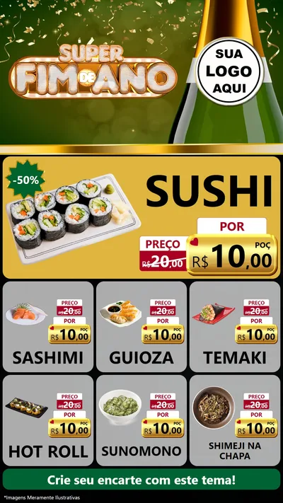 Modelo de Rede Social para Stories com o tema Super Fim de Ano para Comida japonesa