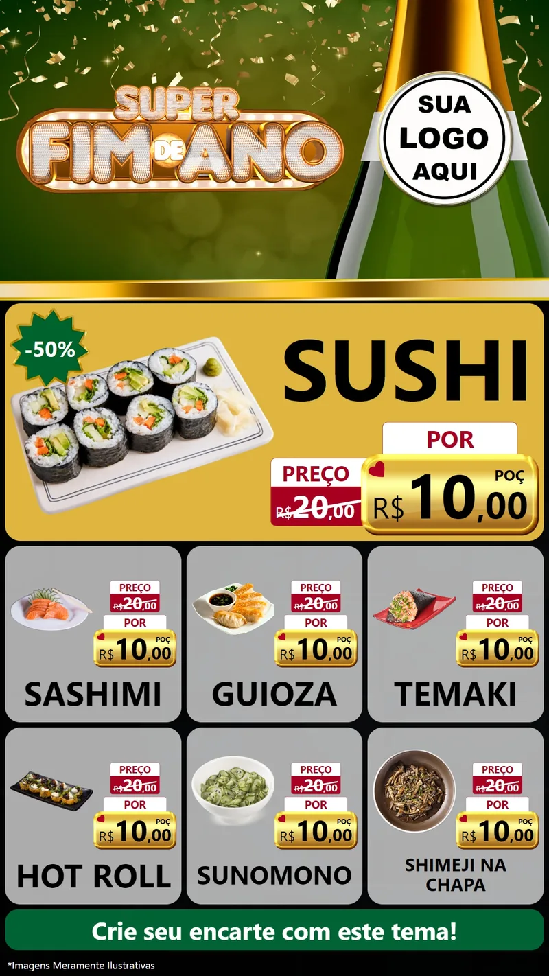 Modelo de Rede Social para Stories com o tema Super Fim de Ano para Comida japonesa