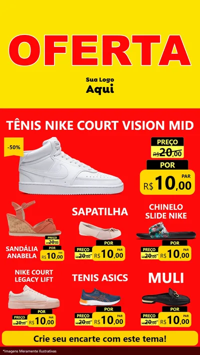 Modelo de Rede Social para Stories com o tema OFERTA - Vermelho Cartaz para Calçados