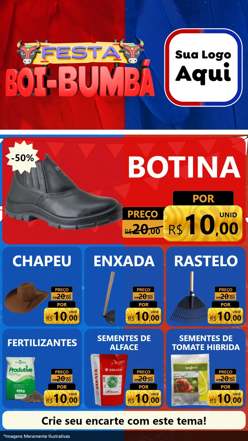 Modelo de Rede Social para Stories com o tema Festa Boi Bumbá para Agropecuária