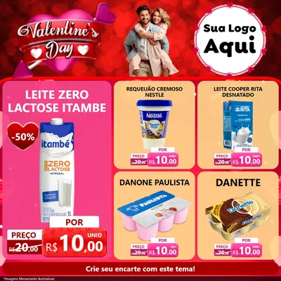 Modelo de Rede Social para Feed Facebook com o tema Valentine's Day para Frios e Laticínios