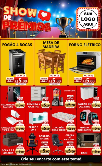 Modelo de Encarte para Encarte Grande com o tema Show de Prêmios para Móveis e Eletro
