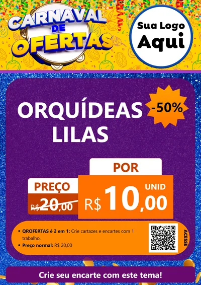 Modelo de Cartaz para Cartaz A4 Vertical com o tema Carnaval de Ofertas para Floricultura e jardim