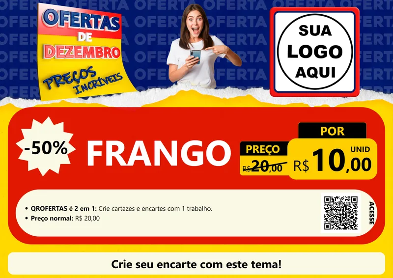 Modelo de Cartaz para Cartaz A4 Horizontal com o tema Ofertas de Dezembro - Preços Incríveis para Assados