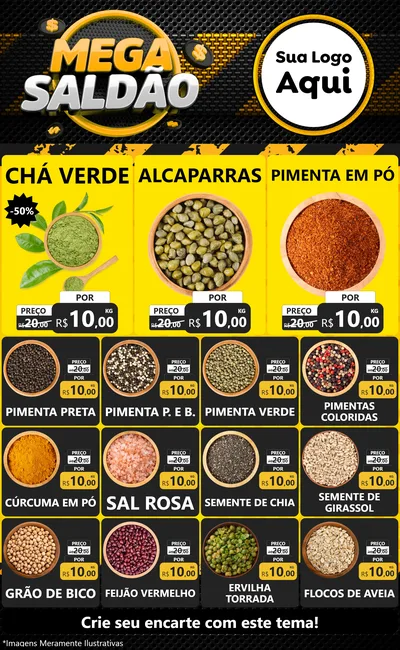 Modelo de Encarte para Encarte Grande com o tema Mega Saldão para Produtos Naturais