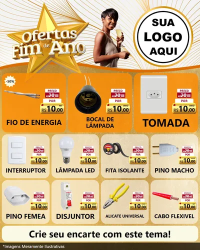Modelo de Rede Social para Feed Instagram com o tema Ofertas Fim de Ano para Materiais Elétricos