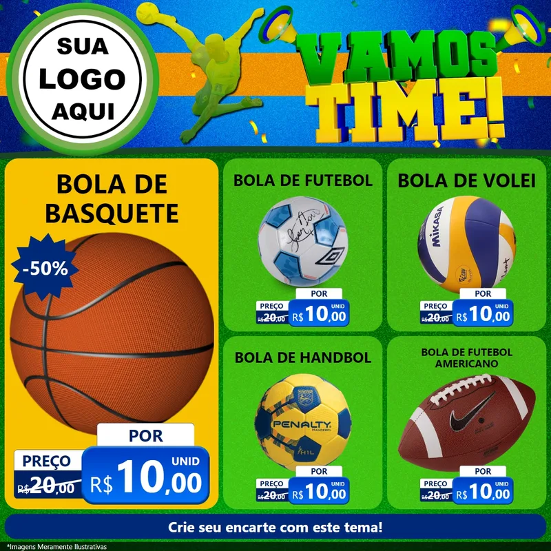 Modelo de Rede Social para Feed Facebook com o tema Vamos Time! para Artigos Esportivos
