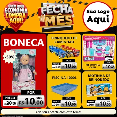Modelo de Rede Social para Feed Facebook com o tema Fecha Mês para Brinquedos