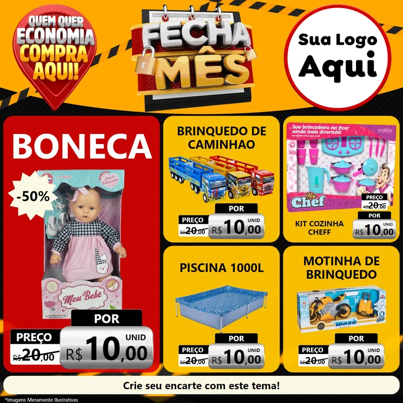 Modelo de Rede Social para Feed Facebook com o tema Fecha Mês para Brinquedos
