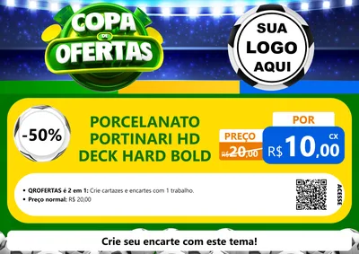 Modelo de Cartaz para Cartaz A4 Horizontal com o tema Copa de Ofertas para Pisos e revestimentos
