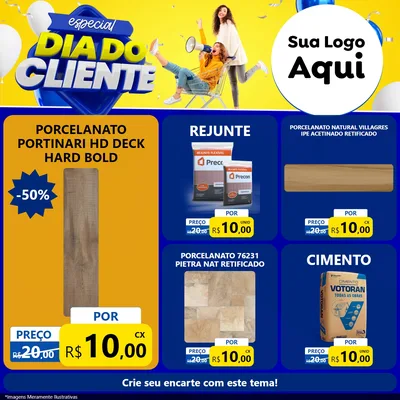 Modelo de Rede Social para Feed Facebook com o tema Especial Dia do Cliente para Pisos e revestimentos