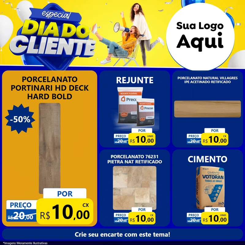 Modelo de Rede Social para Feed Facebook com o tema Especial Dia do Cliente para Pisos e revestimentos