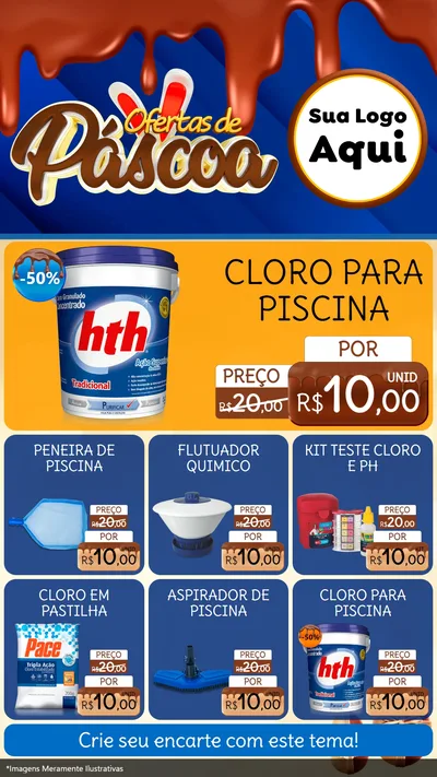 Modelo de Rede Social para Stories com o tema Ofertas de Páscoa para Produtos para Piscina