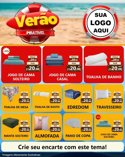Modelo de Rede Social para Feed Instagram com o tema Verão Imbatível para Cama, Mesa e Banho