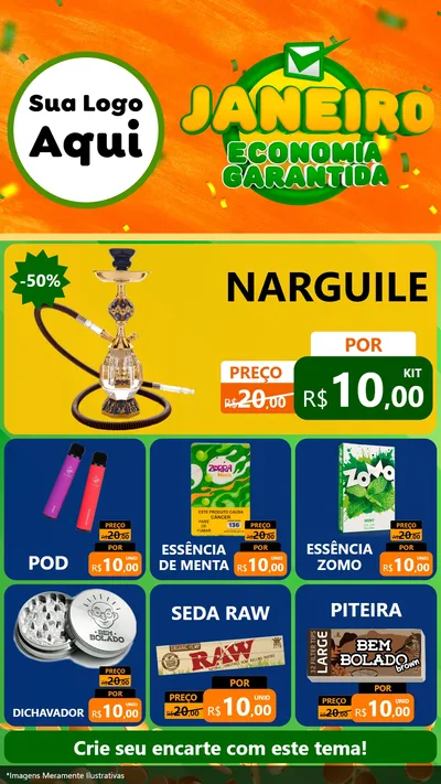 Modelo de Rede Social para Stories com o tema Janeiro - Economia Garantida para Tabacaria