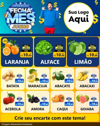 Modelo de Rede Social para Feed Instagram com o tema Operação Fecha Mês, Junho para Hortifrúti
