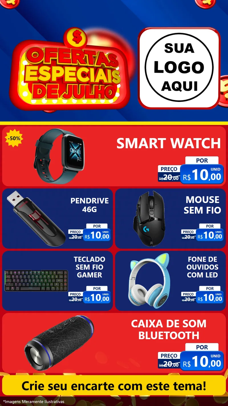 Modelo de TV para TV Vertical com o tema Ofertas Especiais de Julho para Informática