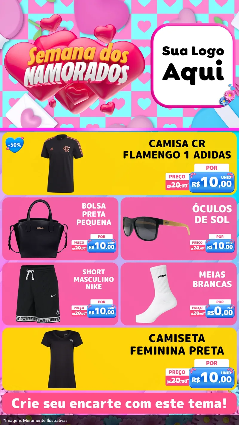 Modelo de TV para TV Vertical com o tema Semana dos Namorados para Roupas e acessórios