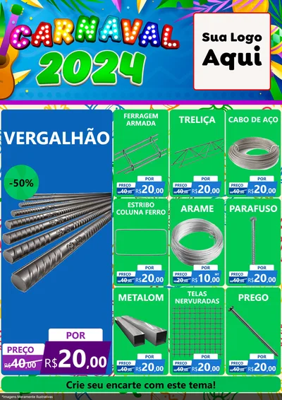 Modelo de Encarte para Encarte A4 Vertical com o tema Carnaval 2027 para Ferragens