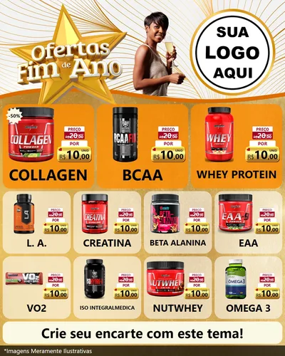 Modelo de Rede Social para Feed Instagram com o tema Ofertas Fim de Ano para Suplementos alimentares