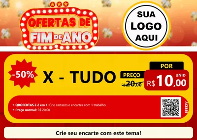 Modelo de Cartaz para Cartaz A4 Horizontal com o tema Ofertas de Fim de Ano para Hamburgueria