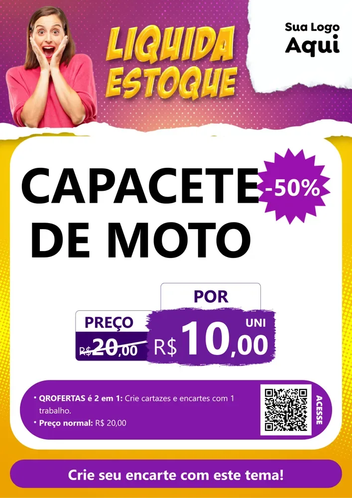 Modelo de Cartaz para Cartaz A4 Vertical com o tema Liquida estoque para Moto peças