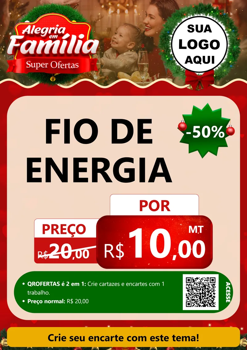 Modelo de Cartaz para Cartaz A4 Vertical com o tema Alegria Em Família - Super Ofertas para Materiais Elétricos