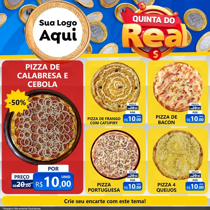 Modelo de Rede Social para Feed Facebook com o tema Quinta do Real para Pizzaria
