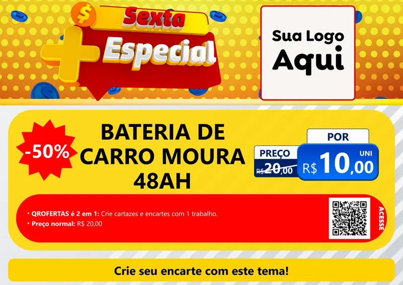 Modelo de Cartaz para Cartaz A4 Horizontal com o tema Sexta Mais Especial para Baterias Elétricas