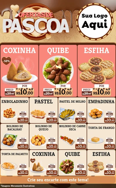 Modelo de Encarte para Encarte Grande com o tema Ofertas de Páscoa para Salgadaria