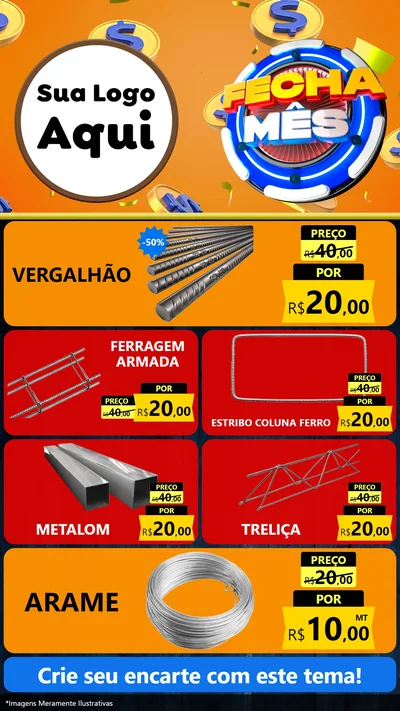 Modelo de TV para TV Vertical com o tema Fecha Mês para Ferragens