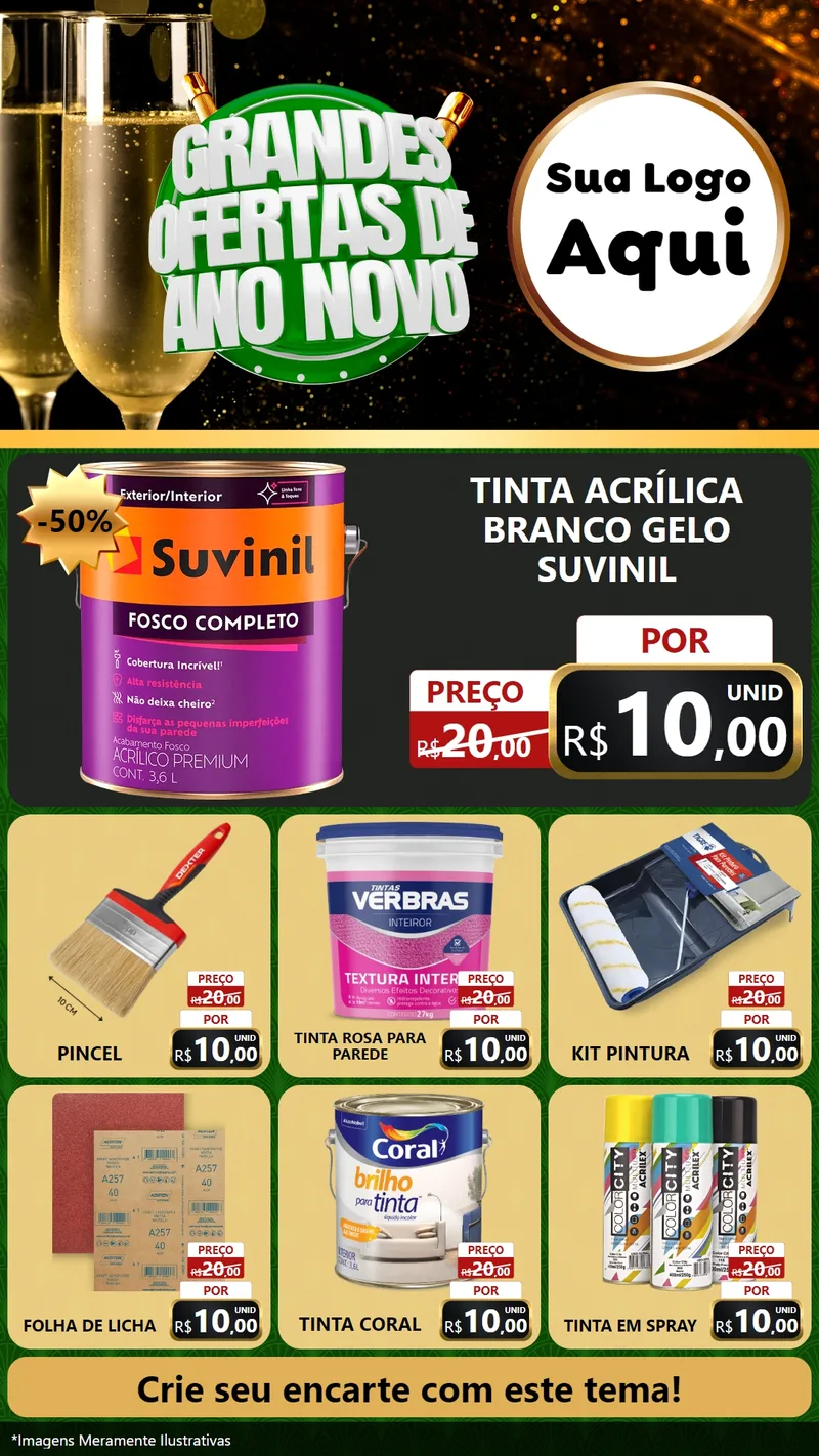 Modelo de Rede Social para Stories com o tema Grandes Ofertas de Ano Novo para Tintas e Ferramentas