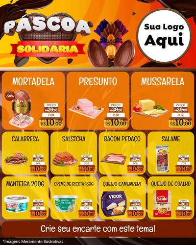 Modelo de Rede Social para Feed Instagram com o tema Páscoa Solidária para Frios e Laticínios