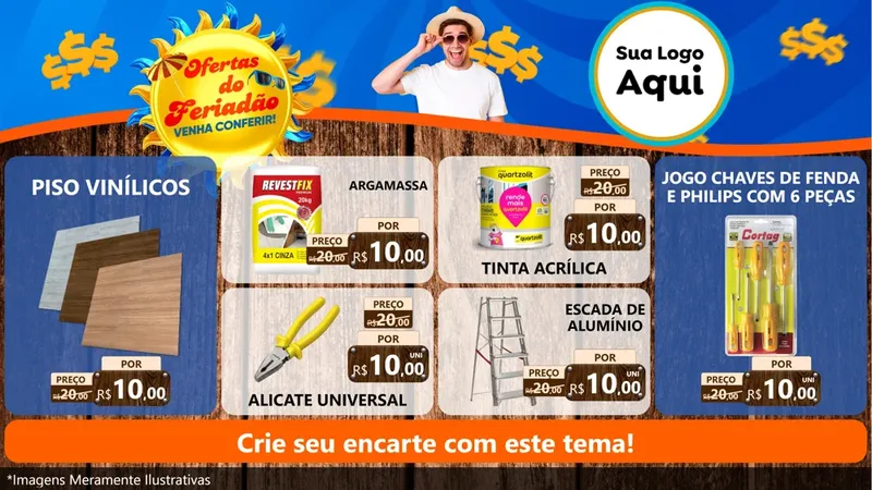 Modelo de TV para TV Horizontal com o tema Ofertas do Feriadão para Material para Construção